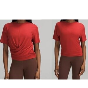 Lululemon Ribbed Modal-Silk Blend Reversible Tee In Cayenne Size 4.